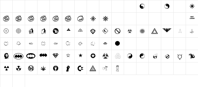 Devil inside Regular  glyph index