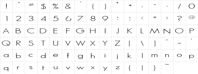 Micro-Serif Regular  glyph index