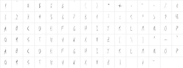 MetalShard Regular  glyph index