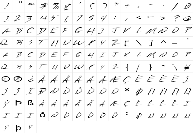 FZ JAZZY 44 EX Normal  glyph index