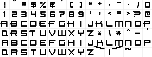 Beast Machines Normal  glyph index