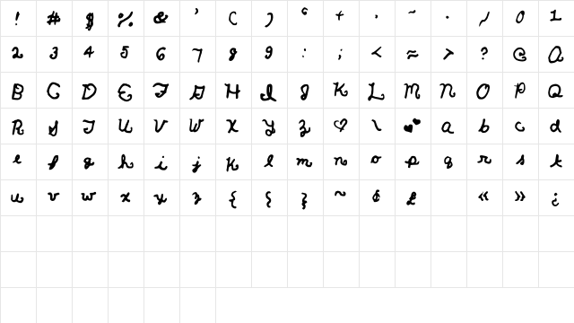MereCurlicues Medium  glyph index