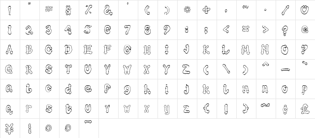 cocksure Regular  glyph index