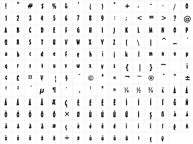 00917 Regular  glyph index