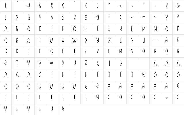 Latecya Regular  glyph index