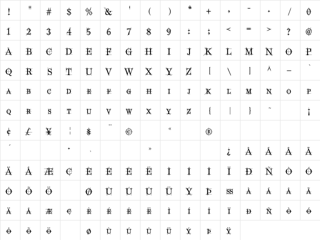 Maychurch Regular  glyph index