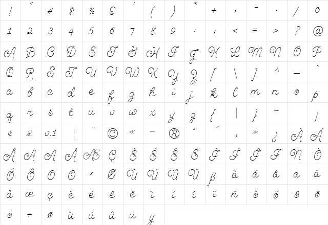 GeeohHmk Regular  glyph index