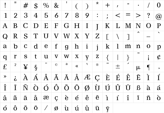 Alyssa Opti  glyph index