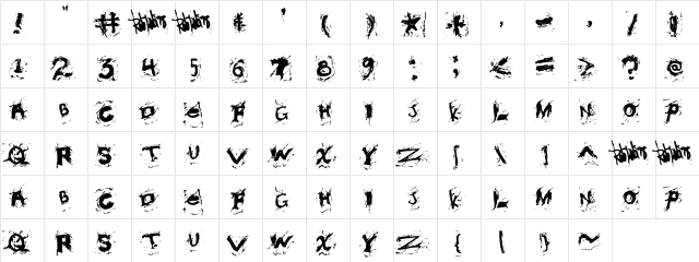 Misconstrued Regular  glyph index