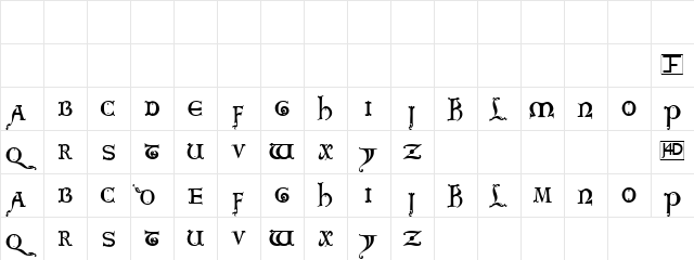 King Arthur Normal  glyph index