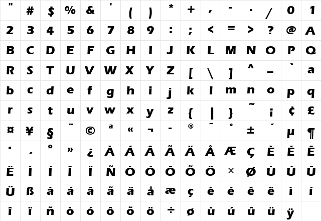 ErasBldITC Medium  glyph index
