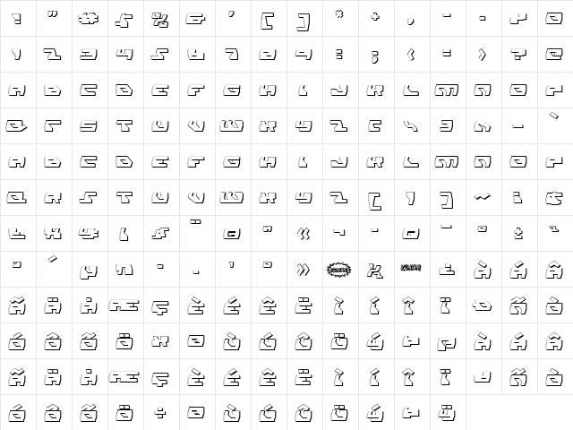 Daedalus Shadow Regular  glyph index
