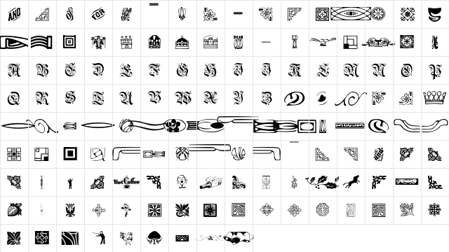 GriffinDingbats Regular  glyph index