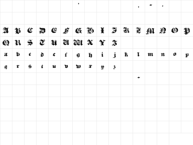 Heavy Gothik Regular  glyph index