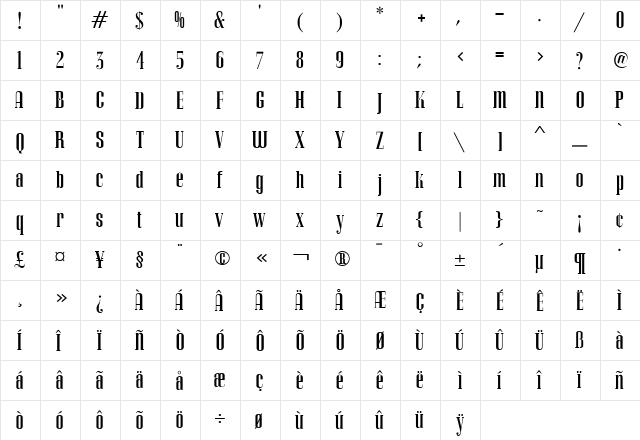 APCorvinusSkylineExpert Regular  glyph index