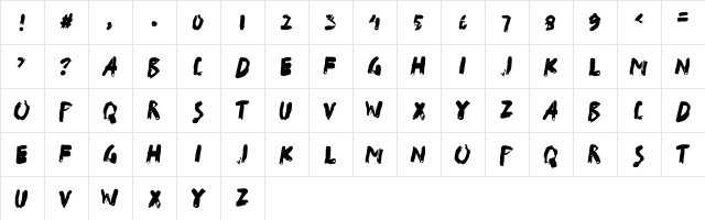 WetSlash Bold  glyph index