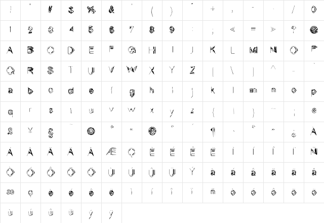 Amphora Regular  glyph index
