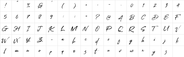 Antam Regular  glyph index