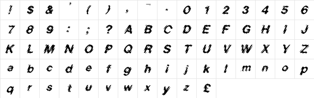 LowerWestSide Italic Italic  glyph index