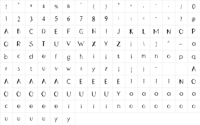 DoubleTap H Regular  glyph index