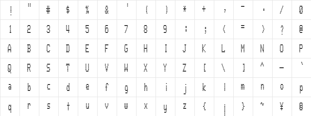 WarText Regular  glyph index