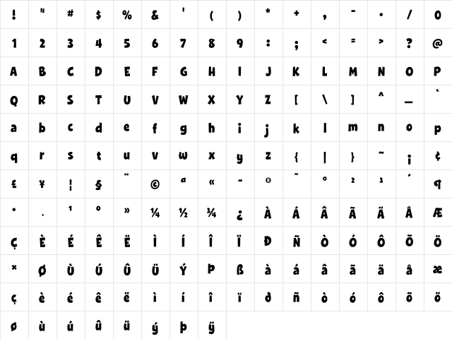 House Holiday Sans  glyph index