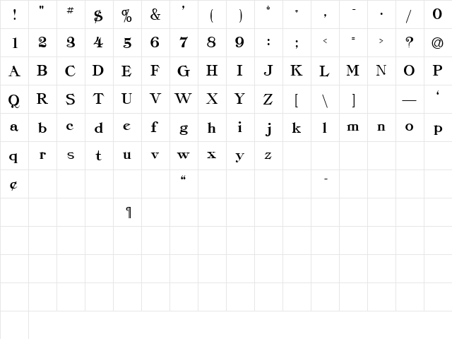 PreposSSK Regular  glyph index