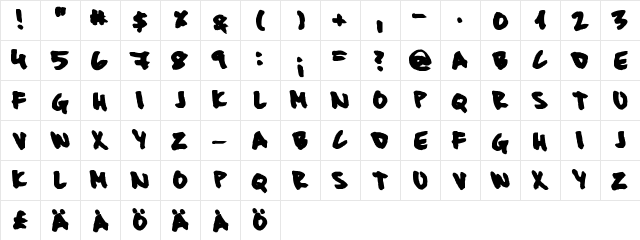 New Regular  glyph index