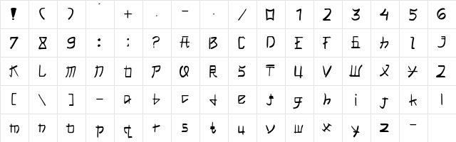 TAKOYAKI Regular  glyph index