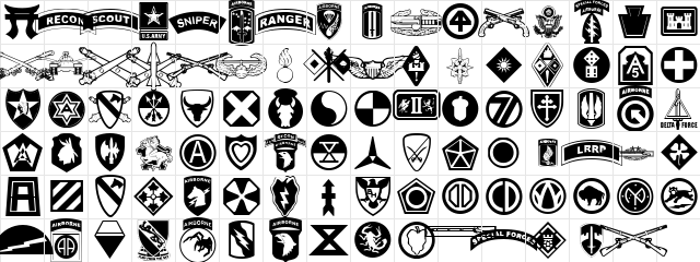 US Army II Regular  glyph index