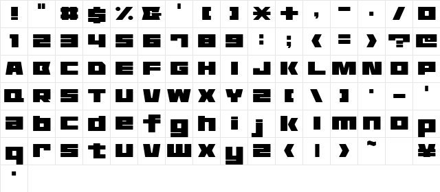Astro3AL Regular  glyph index