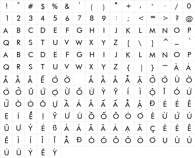 VPS Ha Noi Medium Hoa Regular  glyph index