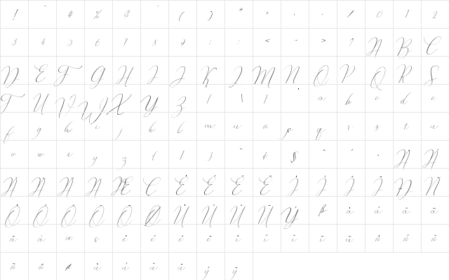 Oliverra Regular  glyph index