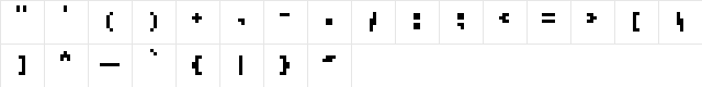 Mustache Bandit Regular  glyph index