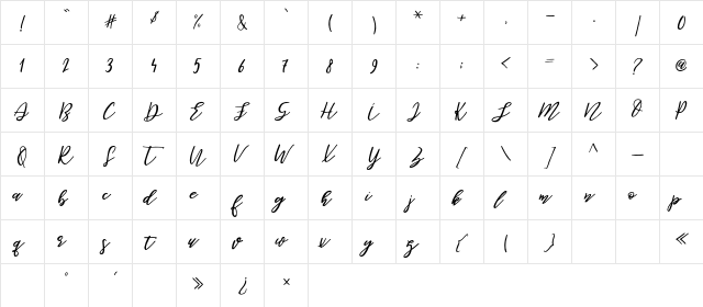 Be Perky Regular  glyph index