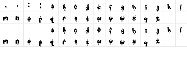 Electric Weasel Regular  glyph index