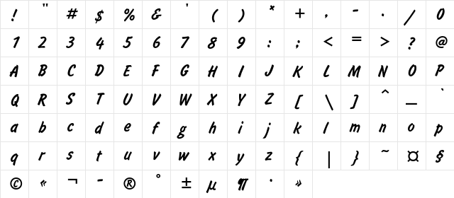 InformC Regular  glyph index