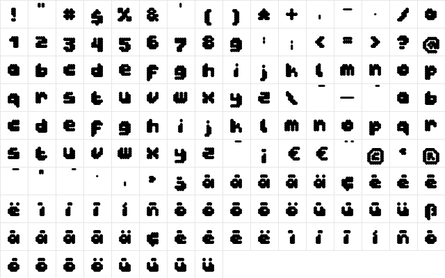 dottomokka Regular  glyph index