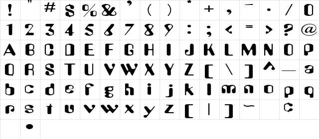 AlienEyeExtended Regular  glyph index