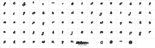 KathleenLowercase Regular  glyph index