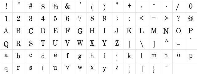 Roosevelt 7 Regular  glyph index