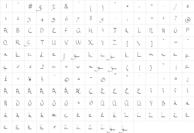 BousniRonde LT Std Light Regular  glyph index