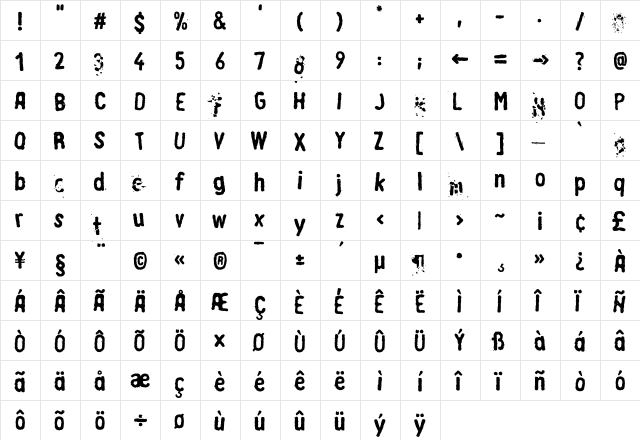 LTRussischBrot EatMix Regular  glyph index