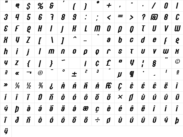 Phobos Regula  glyph index