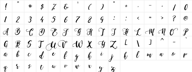 Perfume Classic Demo Version Regular  glyph index
