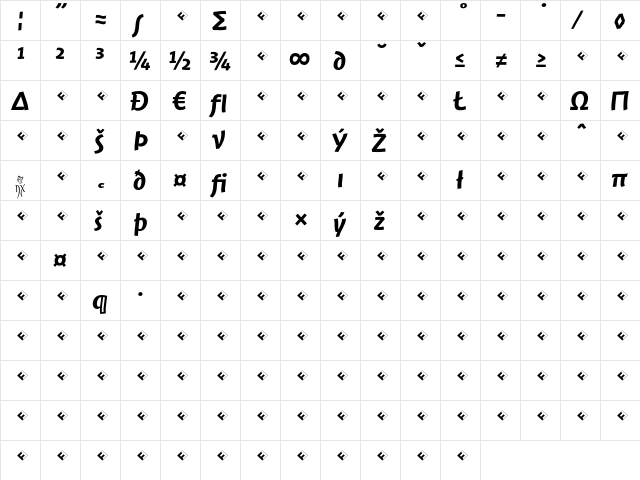 JambonoTF-MediumExpert Regular  glyph index