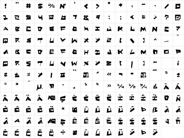 Quake & Shake SuperMax SuperMax  glyph index