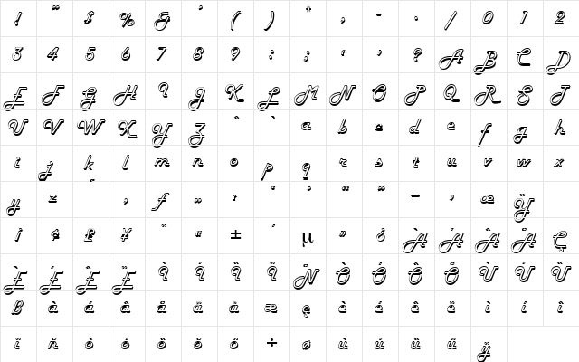 Bermuda Regular  glyph index