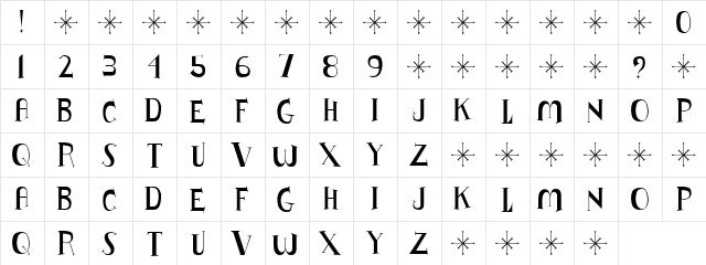 Lushus Regular  glyph index
