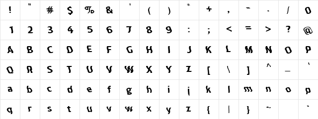 Dross03 Regular  glyph index